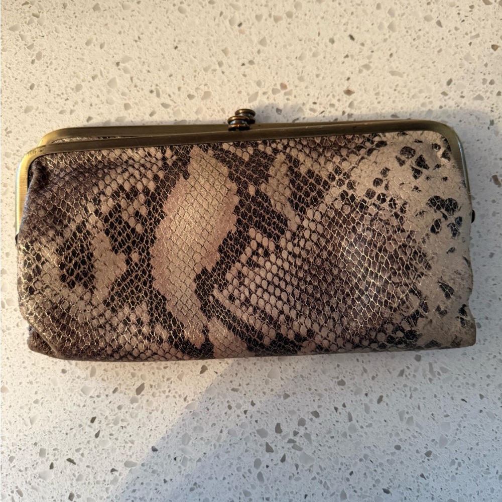 Hobo International Lauren leather clutch wallet with a snake or python print